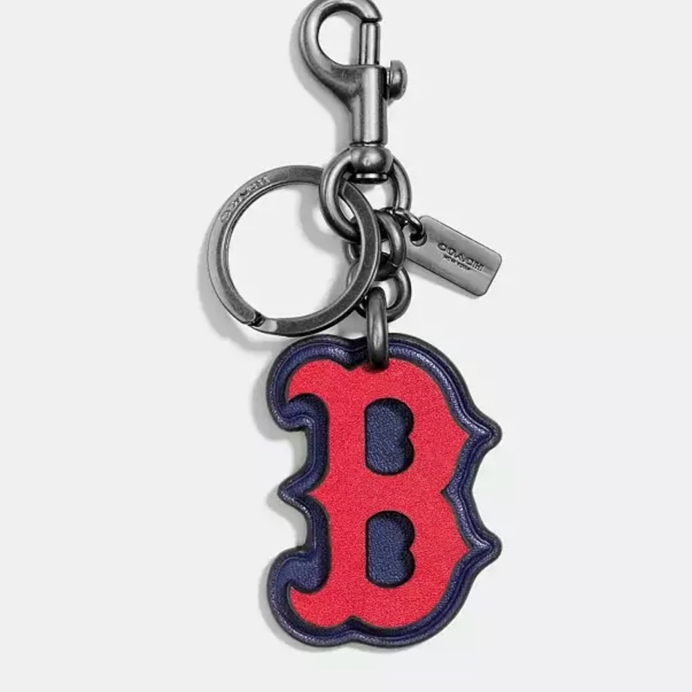 NWT COACH Men's MLB Key Fob Bos Red Sox Key Chain